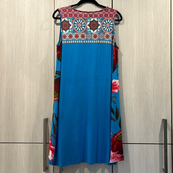 Desigual | Blue Floral Sleeveless Stretch Dress | Rare Design | XL - Picture 3 of 11